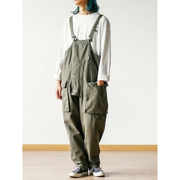 Men's Overalls Trousers Rompers Classic Solid Colored Comfort Outdoor Full Length Pants Casual Daily Streetwear Casual / Sporty ArmyGreen Black