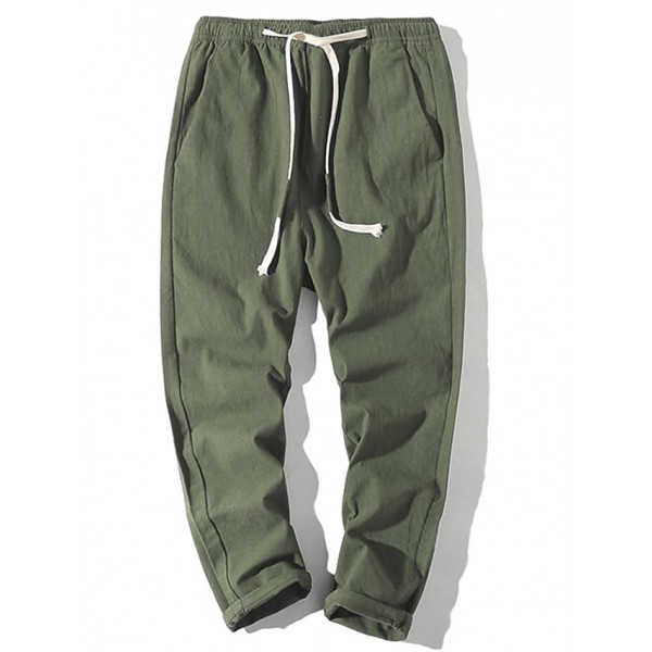 Men's Straight Drawstring Print Patterned Outdoor Sports Pants Daily Going out Streetwear Punk & Gothic Oversized ArmyGreen White Micro-elastic / Winter