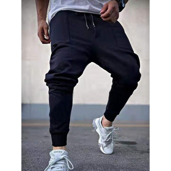 Men's Straight Chinos Zipper Pocket Chinese Style Outdoor Sports Full Length Pants Casual Daily Simple Casual Loose Fit Black Light Grey Micro-elastic / Winter / Drawstring