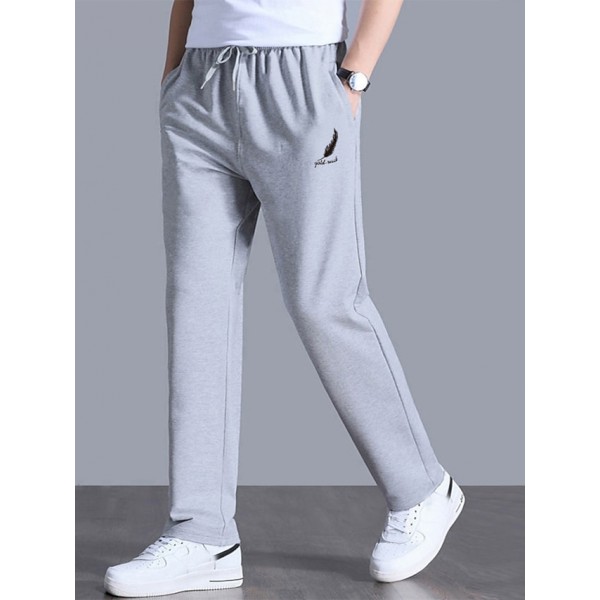 Men's Straight Pants Sweatpants Drawstring Solid Color Plain Patterned Outdoor Sports Full Length Pants Daily Leisure Sports Casual / Sporty Athleisure Black Gray Micro-elastic