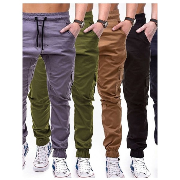 Men's Joggers Sweatpants Trousers Pocket Elastic Drawstring Design Solid Color Breathable Soft Pants Casual Daily Cotton Fashion Streetwear Black Gray Micro-elastic / Elasticity