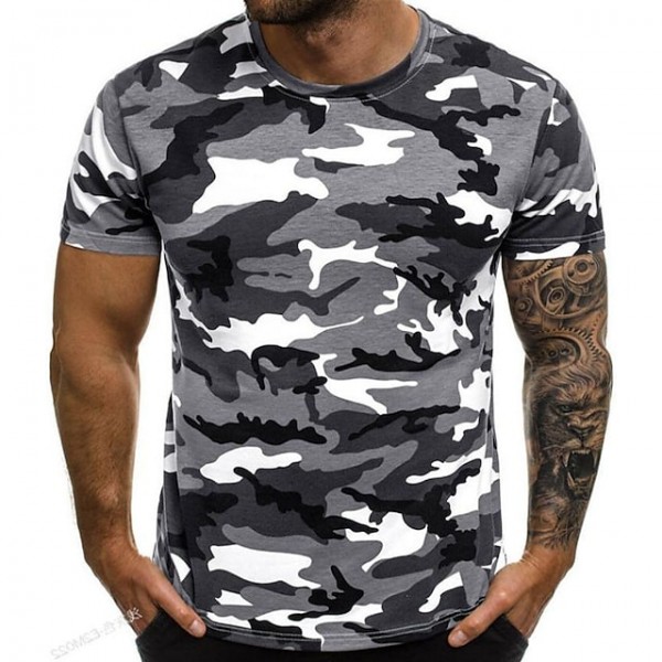 Men's Tee / T-shirt Crew Neck Camouflage Sport Athleisure Shirt Short Sleeve Warm Breathable Soft Comfortable Everyday Use Street Casual Athleisure Daily Outdoor