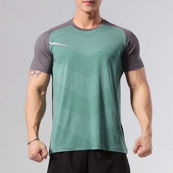 Men's Tee / T-shirt Color Block Crew Neck Color Block Sport Athleisure T Shirt Shirt Short Sleeves Breathable Moisture Wicking Soft Comfortable Everyday Use Casual Athleisure Daily Activewear Outdoor