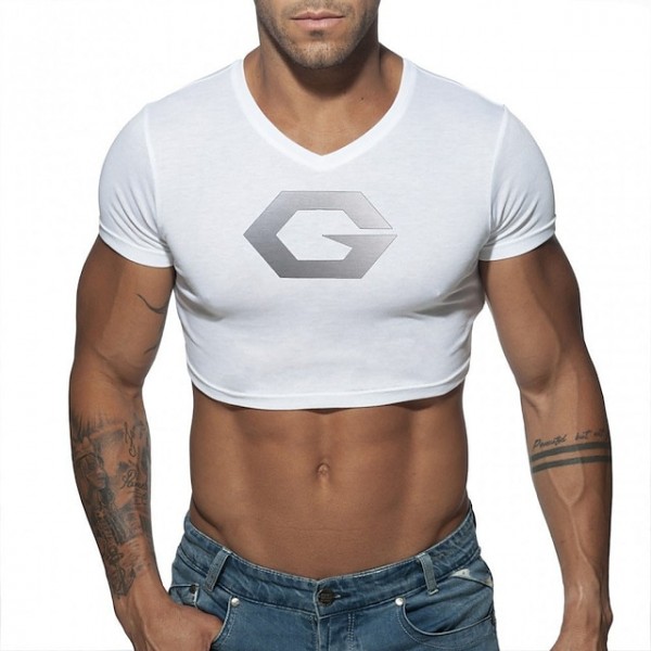 Men's Running Shirt Crop Top V Neck Cotton Graphic Patterned Sport Athleisure Tee Tshirt Shirt Short Sleeve Breathable Quick Dry Moisture Wicking Soft Fitness Running Walking Jogging Exercise