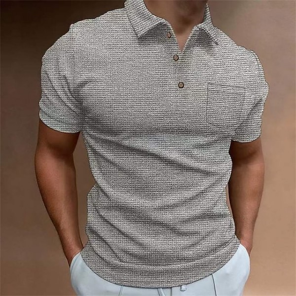 Men's Golf Shirt Solid Colored Turndown White Black Blue Gray Khaki Short Sleeve Street Daily Button-Down Tops Fashion Casual Comfortable Big and Tall / Sports