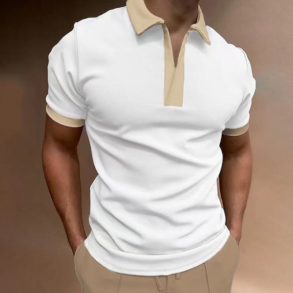 Men's Golf Shirt Color Block Turndown Street Casual Daily  Button-Down Short Sleeve Tops Slim Fit Fashion Breathable Comfortable Collar Zipper Quick Dry Active Shirts