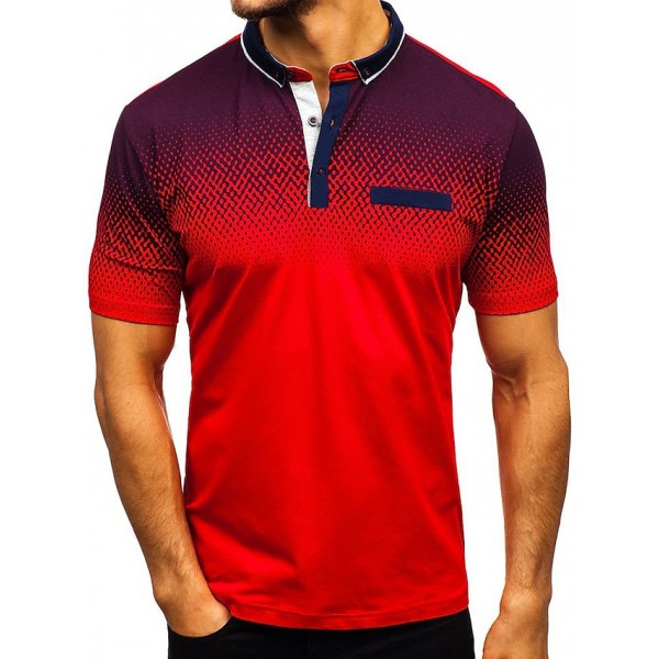 Men's Golf Shirt Tennis Shirt Color Block Collar Shirt Collar White Black Red Short Sleeve Casual Daily Patchwork Slim Tops Cotton Basic Streetwear