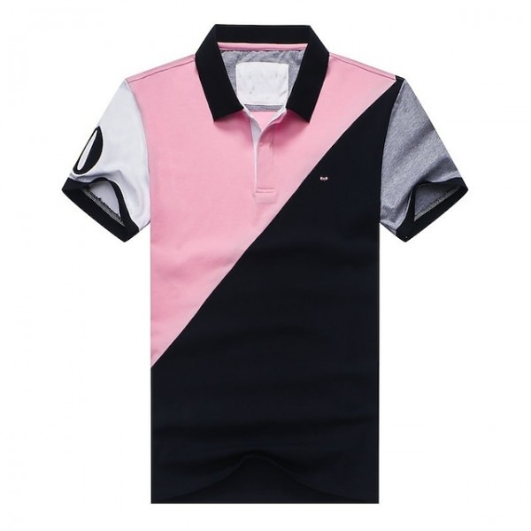 Men's Golf Shirt Color Block Turndown Blue Pink Short Sleeve Street Daily Button-Down Tops Fashion Casual Comfortable / Beach