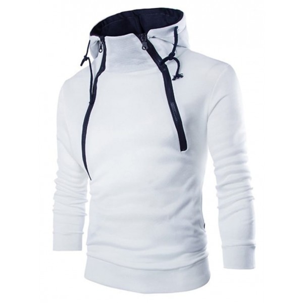 Men's Unisex half zip Solid Color Causal Daily Wear Hoodies Sweatshirts Navy White Black / Stand Collar / Long Sleeve