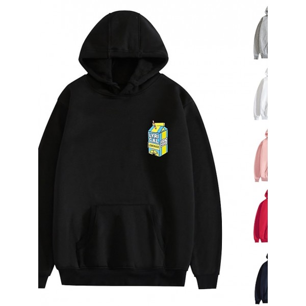 35% cotton lyrical lemonade pullover hoodie long sleeve street real music hip hop casual hoodie basic plus size for men pullover hooded sweatershirt black white Fleece