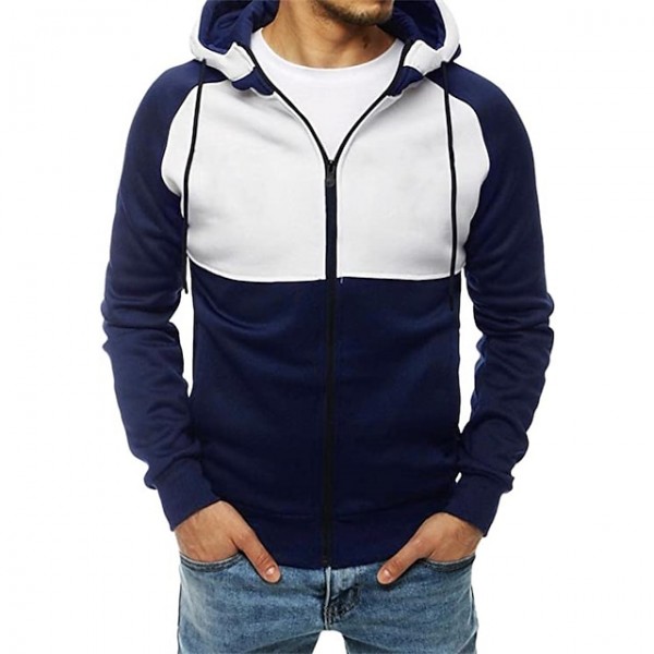 Men's Full Zip Hoodie Jacket Hooded Color Block Zipper Daily Holiday Going out non-printing Streetwear Casual Hoodies Sweatshirts  Long Sleeve Black Dark Gray