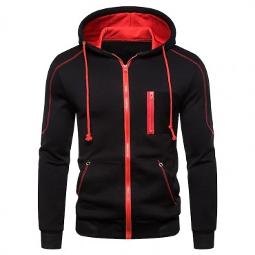 Men's Hoodie Zip Up Hoodie Hooded Color Block Solid Colored Daily Basic Casual Hoodies Sweatshirts  Black Light gray