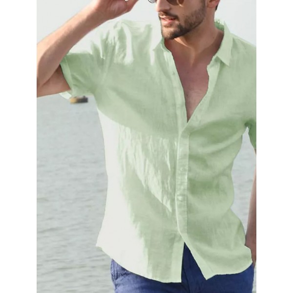 Men's Shirts summer casual dress shirt short sleeve shirts tops blouse tee