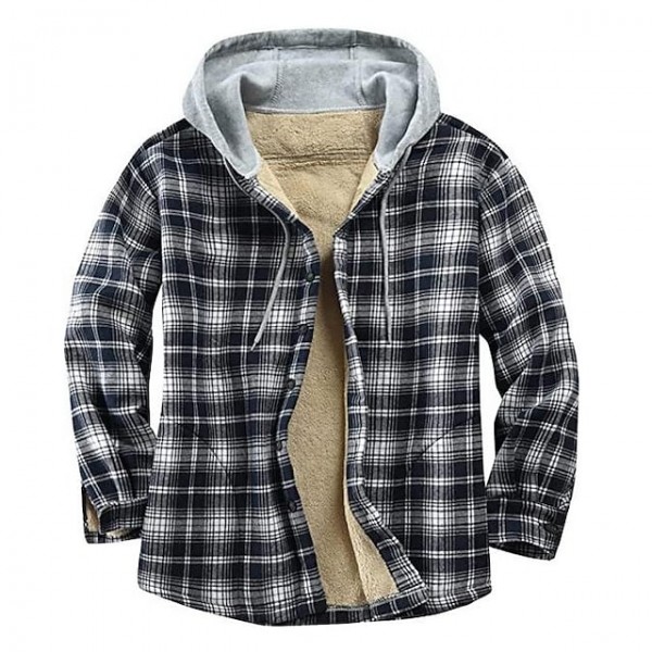 Men's Flannel Shirt Shirt Jacket Solid Color Turndown Army Green Orange Beige Coffee Long Sleeve Street Daily Button-Down Tops Fashion Casual Comfortable / Beach