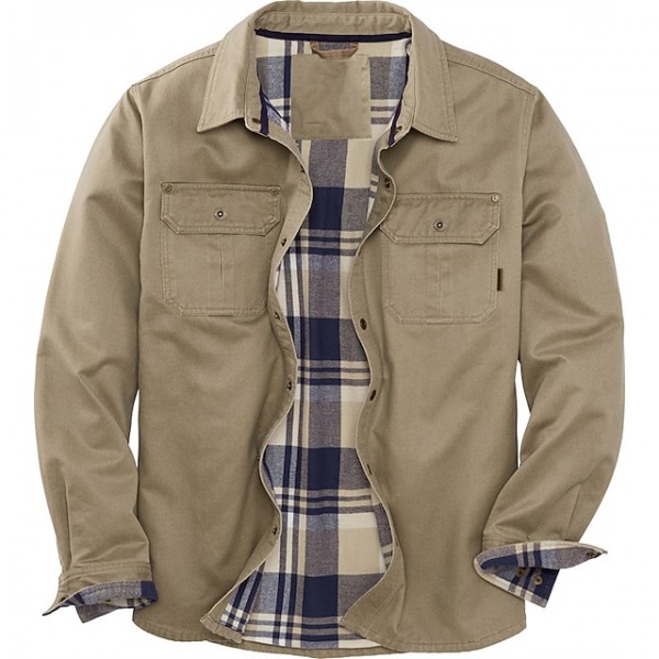 Men's Flannel Shirt Shirt Jacket Solid Color Turndown White Army Green Brown Long Sleeve Street Daily Button-Down Tops Fashion Casual Comfortable / Beach