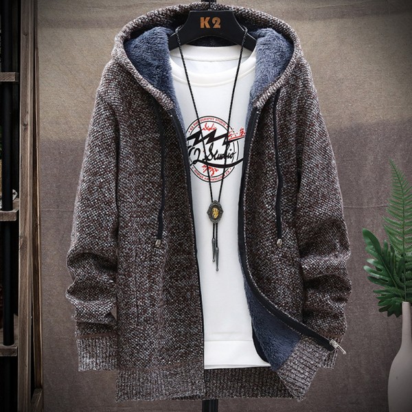 Men's Sweater Cardigan Jumper Knit Knitted Solid Color Hooded Stylish Home Daily Fall Winter Blue Gray M L XL / Long Sleeve / Long Sleeve