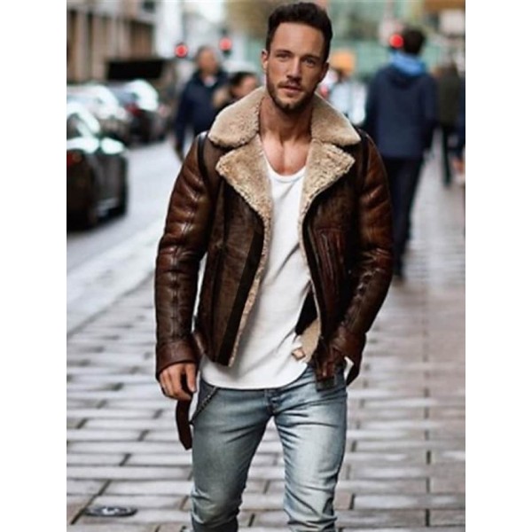 Men's Jacket Street Daily Fall Winter Short Coat Regular Fit Windproof Warm Casual Jacket Long Sleeve Solid Color Quilted Brown