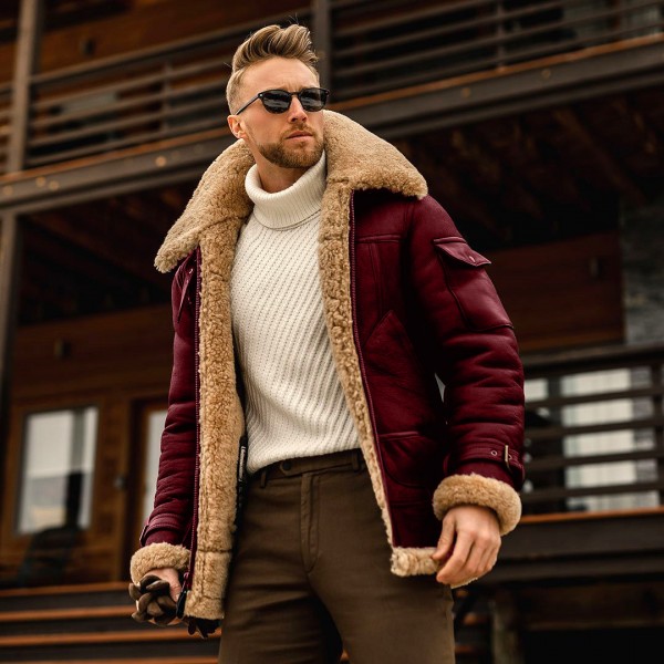 Men's Jacket Outdoor Daily Fall Winter Short Coat Zipper Turndown Regular Fit Windproof Warm Streetwear Casual Jacket Long Sleeve Plain Pocket Quilted Black Red Brown / Polyester / Machine wash