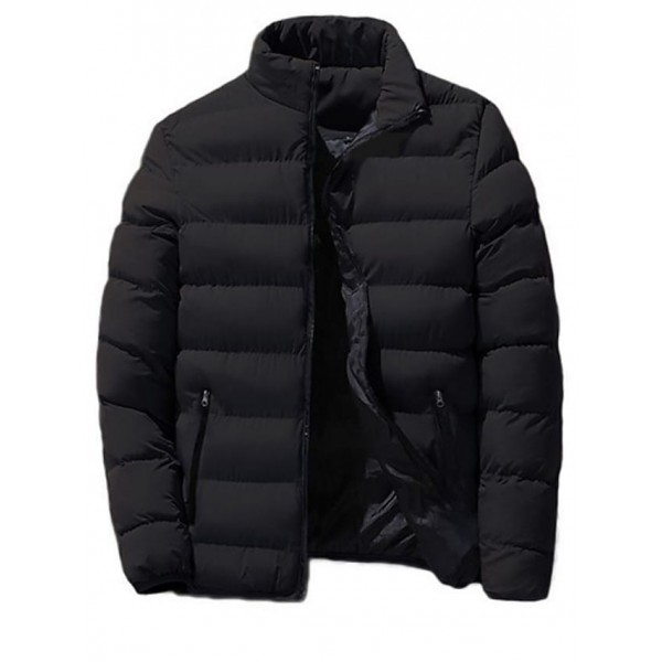 Men's Padded Coat Regular Fit Jacket Letter Black