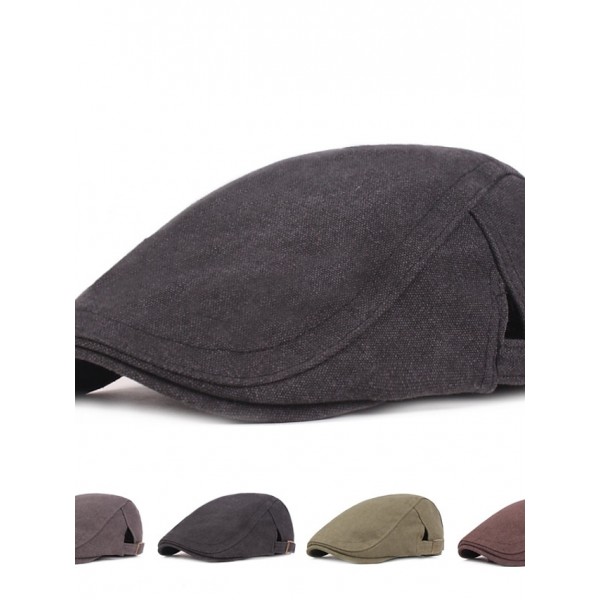 Men's Casual Flat Cap Street Daily Outdoor Pure Color Pure Color Hat Windproof Comfort Breathable / Fall / Winter / Spring / 1 PC