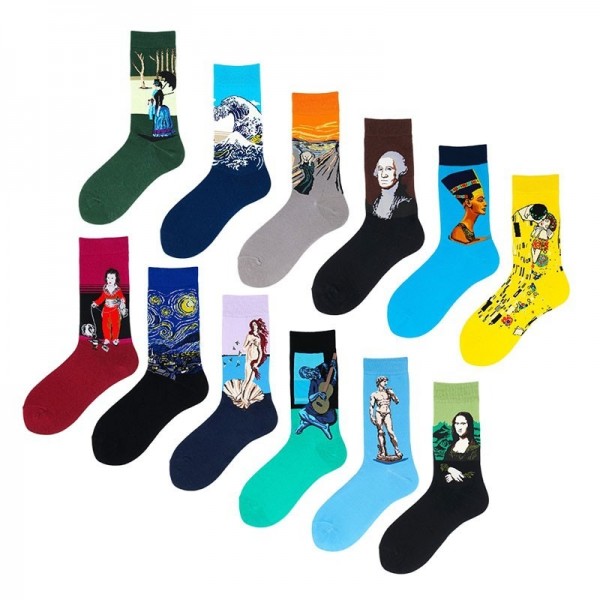 Men's 1 Pair Socks Mixed Color Sports and Outdoors Medium Spring, Fall, Winter, Summer Light Blue Green Black