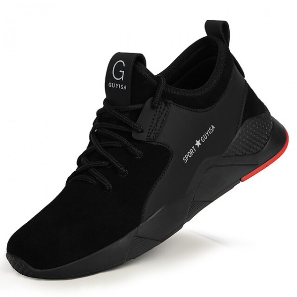 Unisex Trainers Athletic Shoes Sneakers Safety Shoes Sporty Classic Chinoiserie Office & Career Safety Shoes Suede Non-slipping Wear Proof Booties / Ankle Boots Black / Red Spring Summer