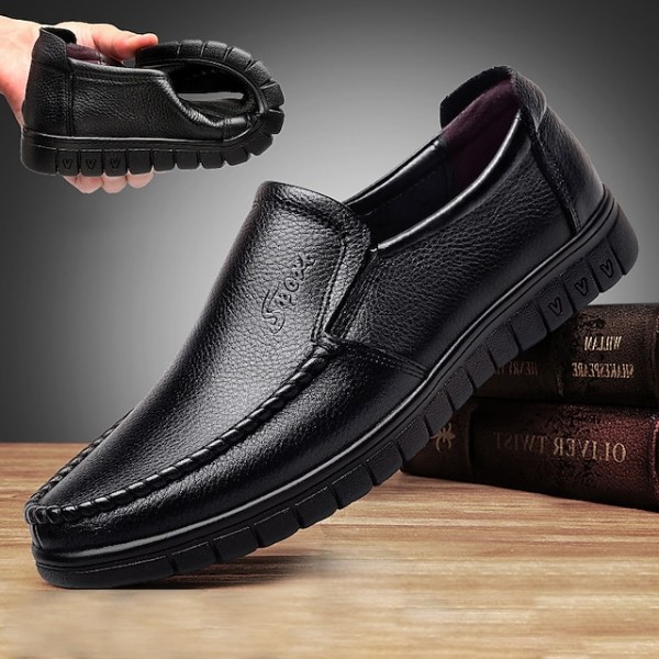 Men's Loafers & Slip-Ons Leather Loafers Business Classic Daily Outdoor Office & Career Walking Shoes Leather Brown cutout Black hollow Black Spring Summer