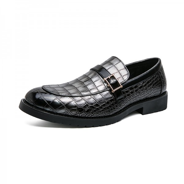 Men's Loafers & Slip-Ons Retro Dress Loafers British Style Plaid Shoes Business Casual British Daily Office & Career PU Black Silver Brown Fall Winter