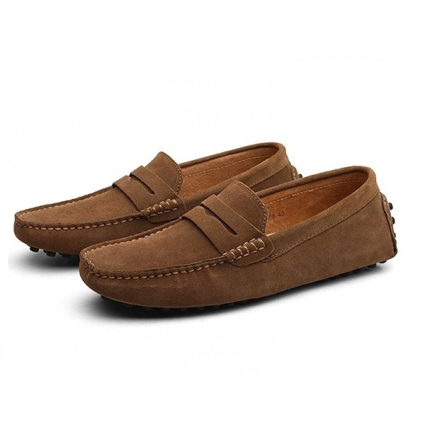 Men's Loafers & Slip-Ons Suede Shoes Driving Shoes Light Soles Casual Outdoor Office & Career Walking Shoes Suede Non-slipping Wine Light Brown Green Spring Summer