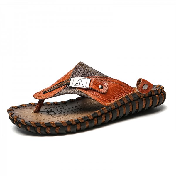 Men's Sandals Slippers & Flip-Flops Casual Classic Daily Outdoor PU Black Brown Spring Summer