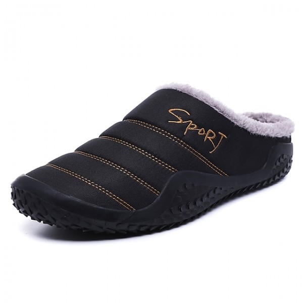 Men's Slippers & Flip-Flops Daily Home Walking Shoes Cotton Warm Non-slipping Black Dark Blue Winter