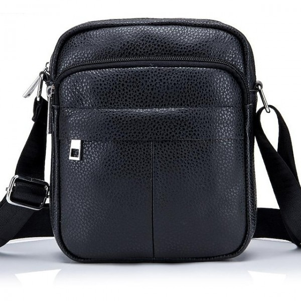 Men's Leather Bag Bum Bag Crossbody Bag Cowhide Zipper Solid Color Outdoor Daily Office & Career