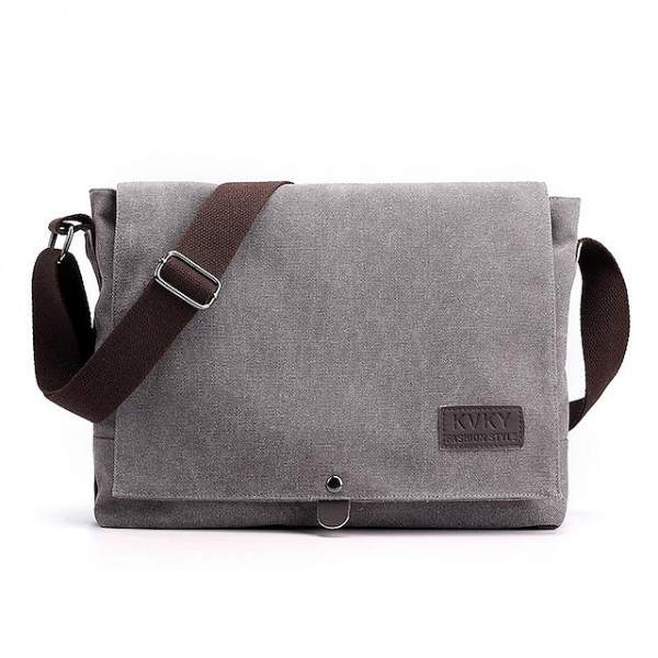 Men's Unisex Canvas Bag Messenger Bag Canvas Solid Color Vintage Daily Office & Career Black Grey khaki Brown