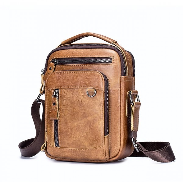 Men's Unisex Retro 2022 Crossbody Bag Nappa Leather Cowhide Vintage Fashion Daily Formal Outdoor Dark Brown Black Brown