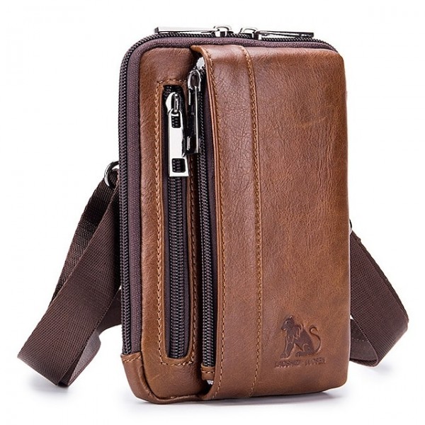 Men's Bum Bag Messenger Bag Fanny Pack Belt Pouch / Belt Bag Nappa Leather Zipper Daily Holiday Dark Brown Black