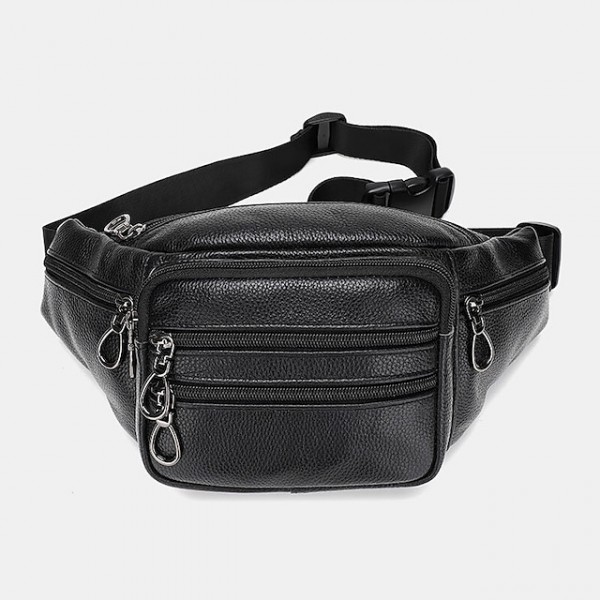 men genuine leather multi-pocket anti-theft multifunctional crossbody bag chest bag sling bag