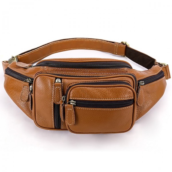 Men's Bum Bag Messenger Bag Fanny Pack Nappa Leather Cowhide Zipper Daily Blue Black Brown Coffee