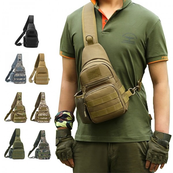 Men's Sling Shoulder Bag Oxford Cloth Zipper Solid Color Daily Outdoor Gray Green Earth Yellow Green Black