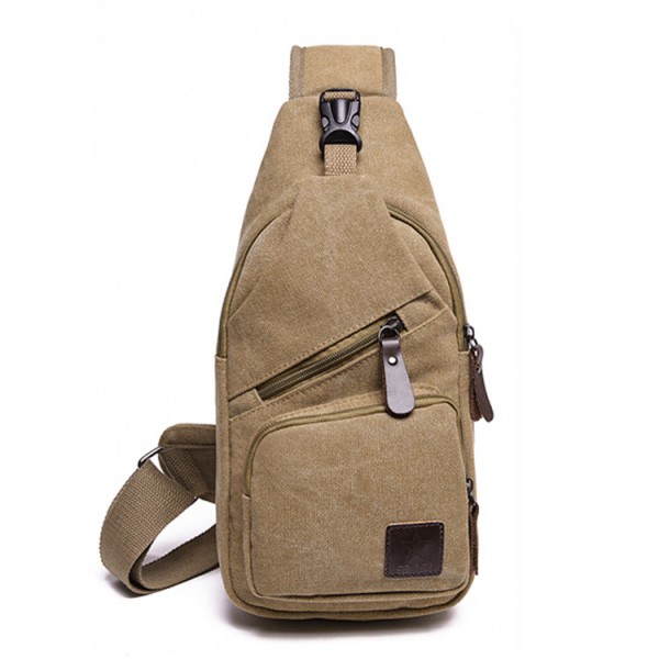 Men's 2022 Sling Shoulder Bag Canvas Zipper Plain Daily Sports Blue Black Army Green Khaki