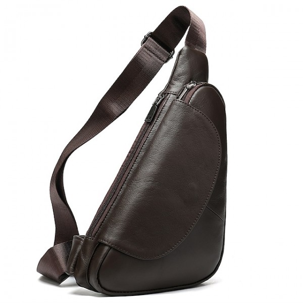 Men's Retro Sling Bags Mobile Phone Bag Sling Shoulder Bag Crossbody Bag Nappa Leather Cowhide Zipper Daily Black Brown Coffee